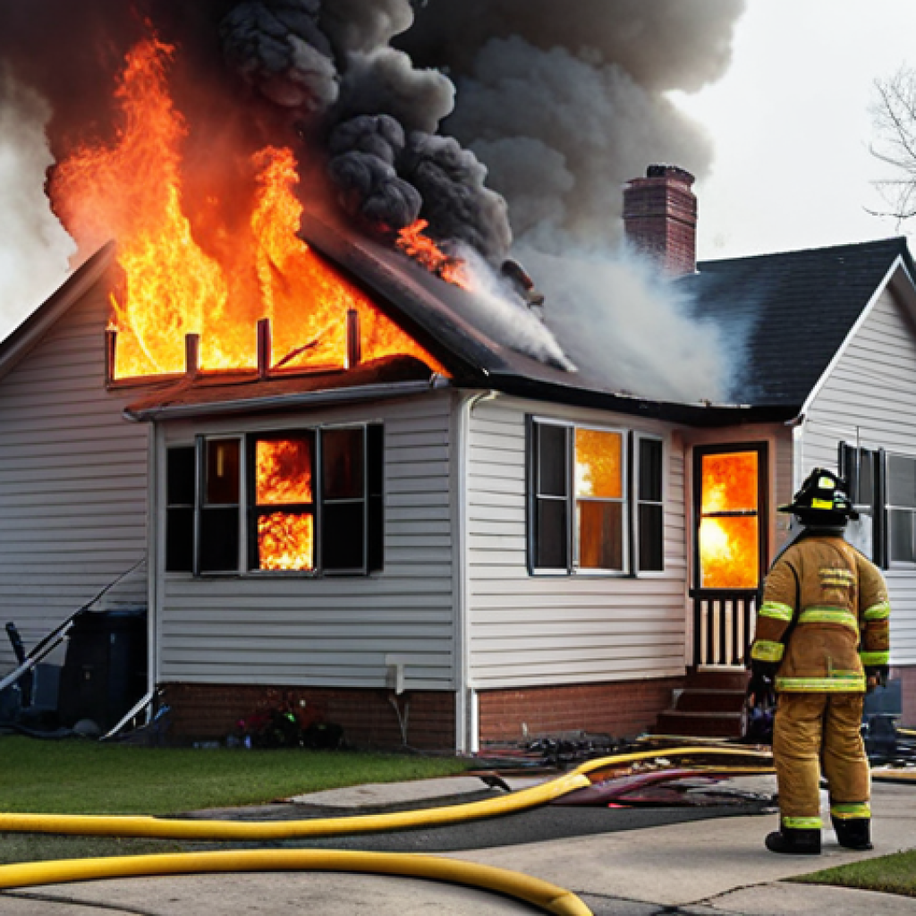 **

A chaotic scene of a house fire. Smoke fills the air, and a person is quickly assessing the situation: identifying the source of the fire and the location of anyone who requires help. Focus on the sense of urgency and the importance of staying calm under pressure.

**