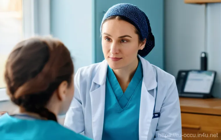 응급구조사와 의료 분쟁 예방 - **Prompt:** A compassionate female feldsher (paramedic) in her mid-30s, wearing a crisp, modern medi...