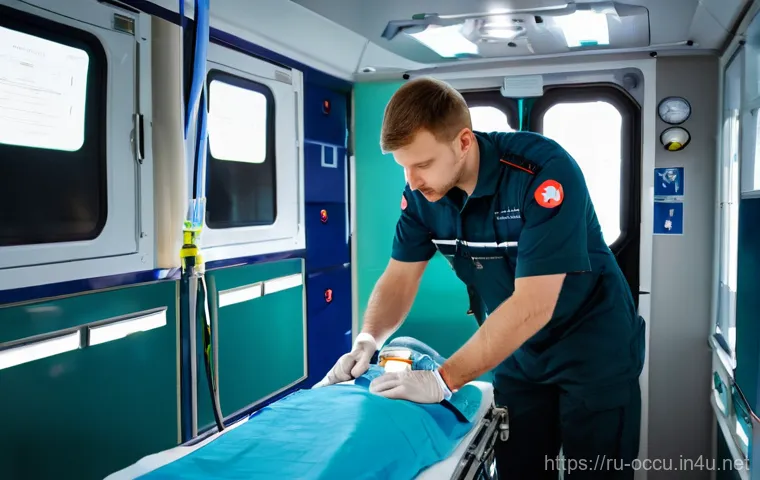 응급구조사와 의료 분쟁 예방 - **Prompt:** A compassionate female feldsher (paramedic) in her mid-30s, wearing a crisp, modern medi... 응급구조사와 의료 분쟁 예방 - **Prompt:** A compassionate female feldsher (paramedic) in her mid-30s, wearing a crisp, modern medi...