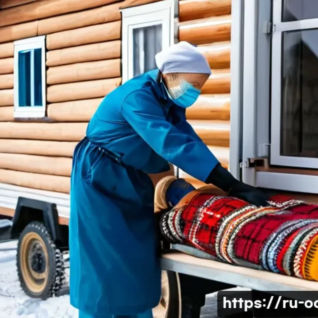 응급구조사와 국제 재난 구조 - A determined young female Russian feldsher (paramedic) in a classic blue medical uniform, wearing a ...
