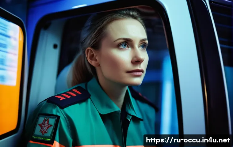응급구조사 연봉 평균 - **Prompt:** A highly skilled female Russian paramedic, mid-30s, dressed in a clean, modern emergency...